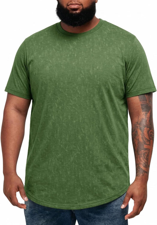 Runcati Mens Army Green Acid Wash Tee