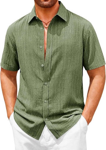 Runcati Mens Army Green Beach Shirt
