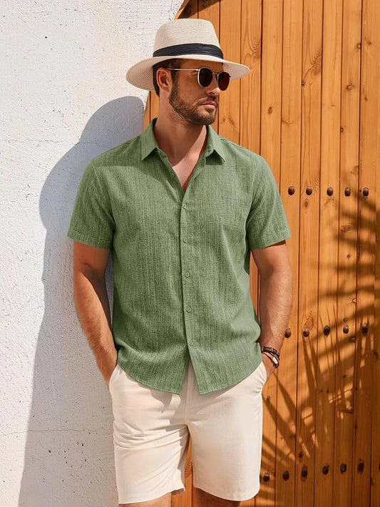 Runcati Mens Army Green Beach Shirt