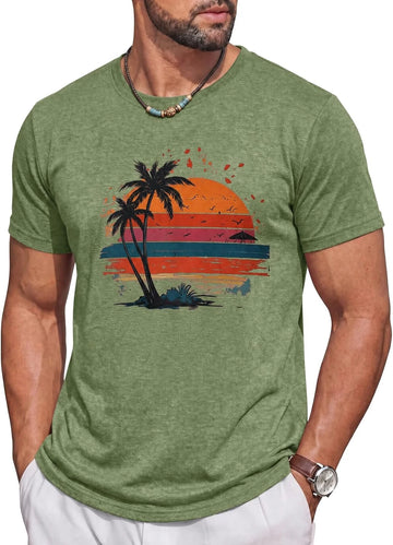 Runcati Mens Army Green Beach T-Shirt