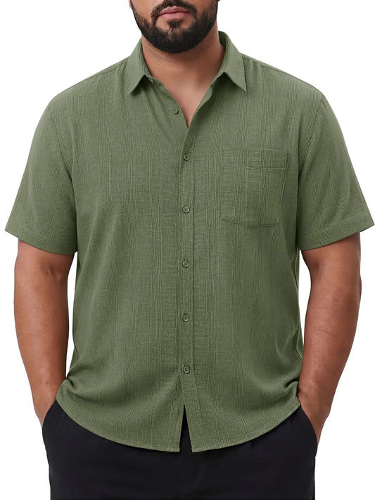 Runcati Mens Army Green Big and Tall Shirts