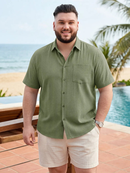 Runcati Mens Army Green Big and Tall Shirts