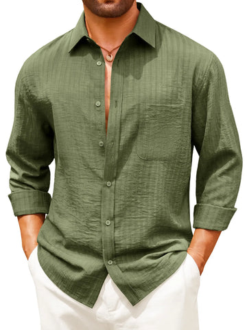 Runcati Mens Army Green Button Down Shirts