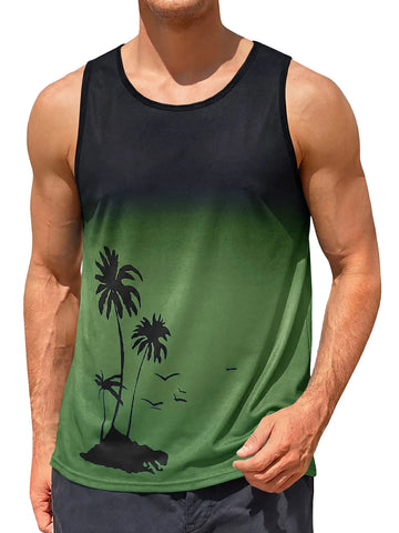 Runcati Mens Army Green Casual Tank Tops