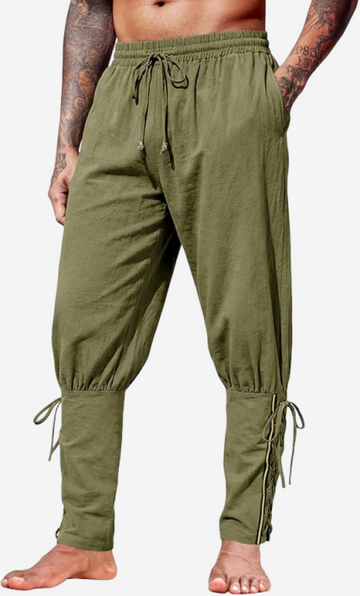 Runcati Mens Army Green Costume Pants