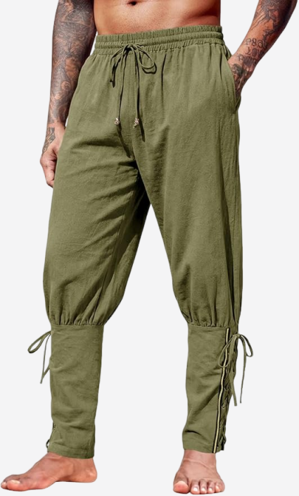 Runcati Mens Army Green Costume Pants