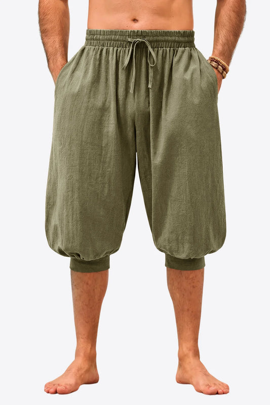 Runcati Mens Army Green Cotton Shorts