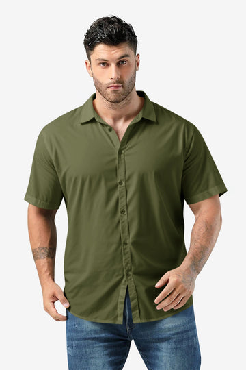 Runcati Mens Army Green Plus Size Shirts