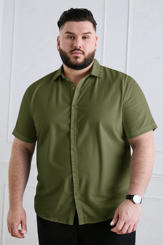 Runcati Mens Army Green Plus Size Shirts