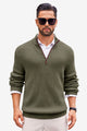 Runcati Mens Army Green Quarter-Zip Sweater