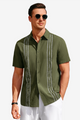 Runcati Mens Army Green Guayabera Shirts