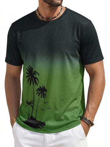 Runcati Mens Army Green Short Sleeve T-Shirts