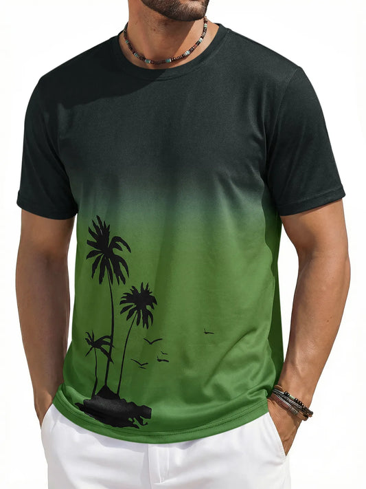 Runcati Mens Army Green Short Sleeve T-Shirts