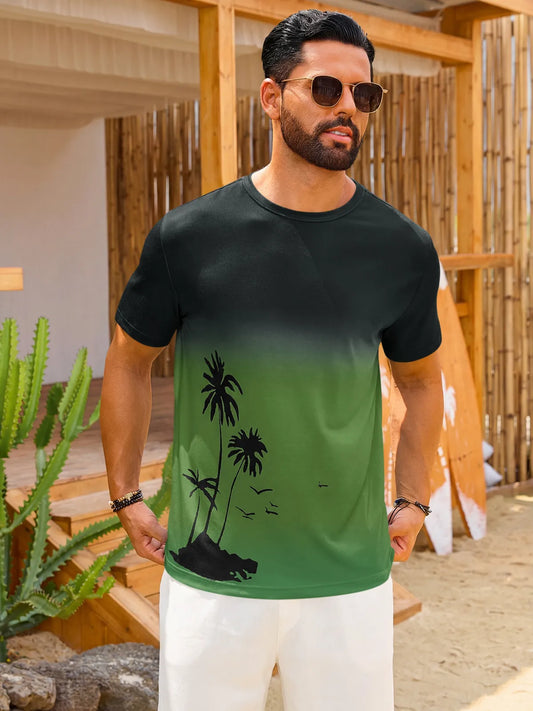 Runcati Mens Army Green Short Sleeve T-Shirts