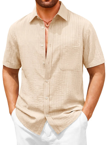 Runcati Mens  Beige Button Down Shirts