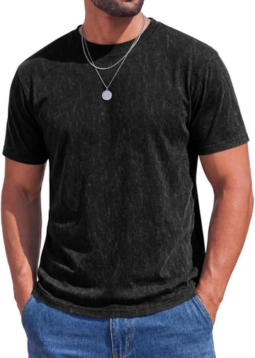 Runcati Mens Black Acid Wash Tee