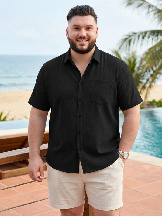 Runcati Mens Black Big and Tall Shirts