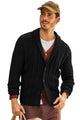 Runcati Mens Black Button Down Shawl Collar Cardigan Sweaters