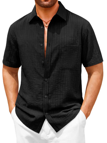 Runcati Mens Black Button Down Shirts