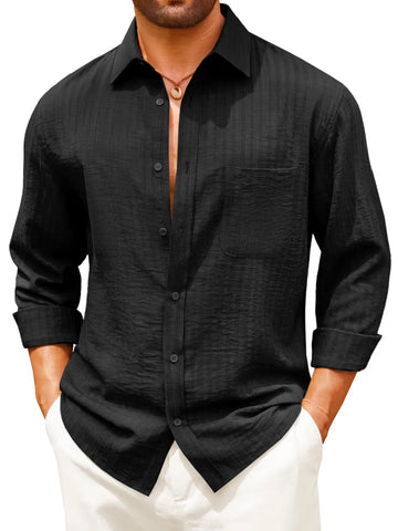 Runcati Mens Black Button Down Shirts