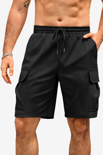 Runcati Mens Black Cargo Shorts