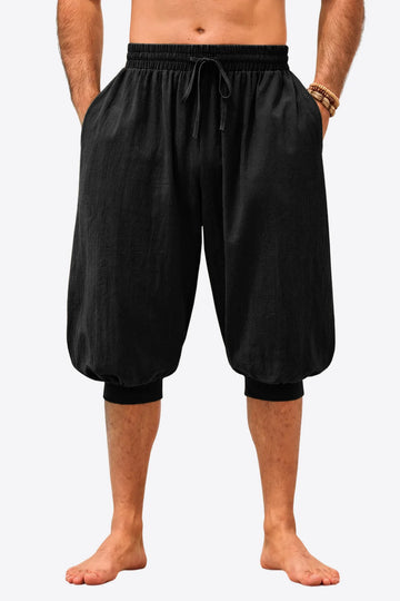Runcati Mens Black Harem Shorts