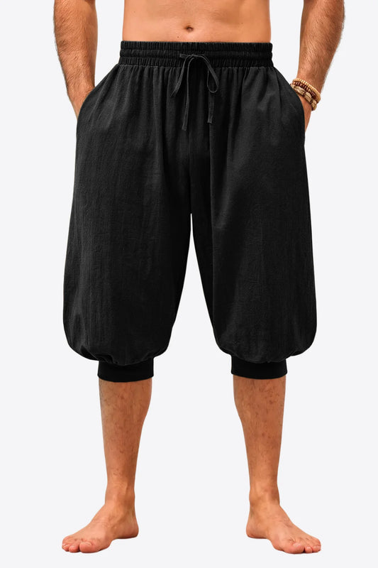 Runcati Mens Black Harem Shorts
