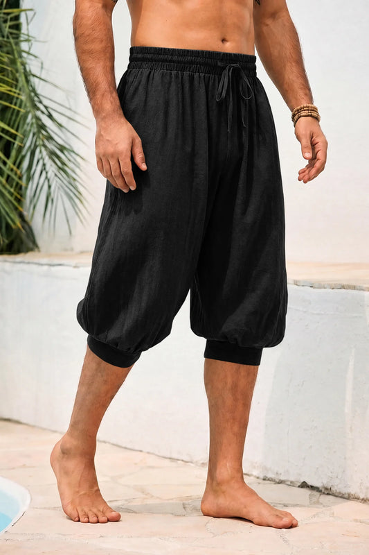 Runcati Mens Black Harem Shorts