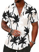 Runcati Mens Black Hawaiian Button Down Shirts