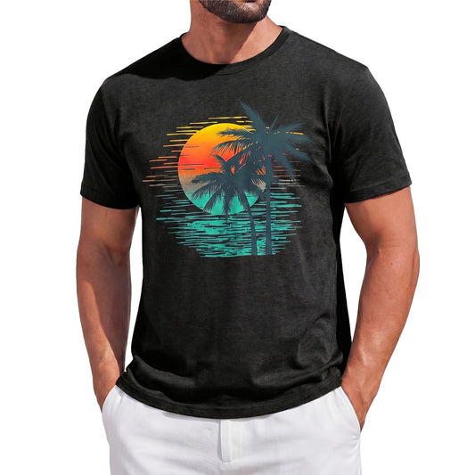 Runcati Mens Black Palm Tree Tee