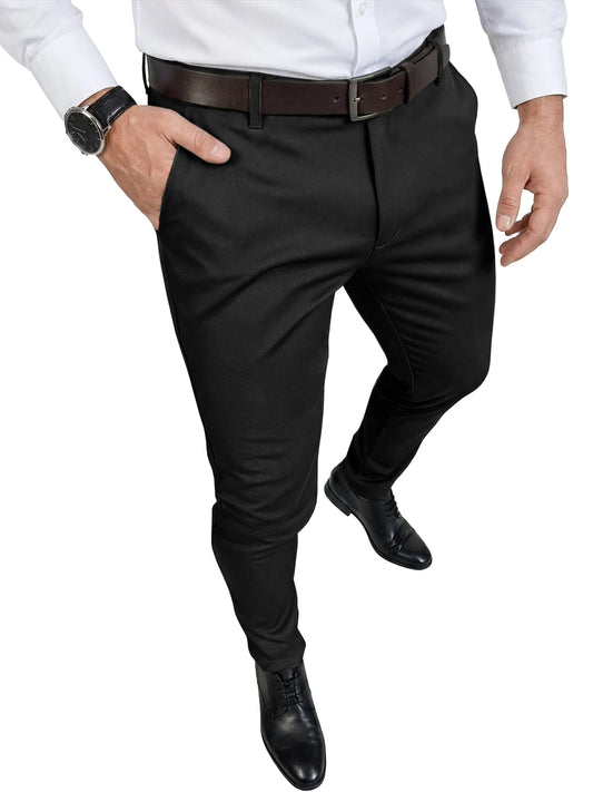 Runcati Mens Black Skinny Dress Pants