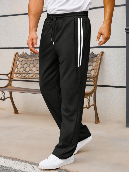Runcati Mens Black Striped Y2K Track Pants