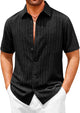 Runcati Mens Black Textured Casual Shirt