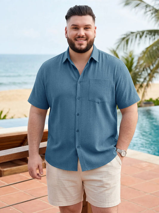 Runcati Mens Blue Gray Big and Tall Shirts