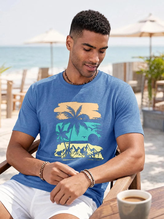 Runcati Mens Blue Mountain Graphic Tee
