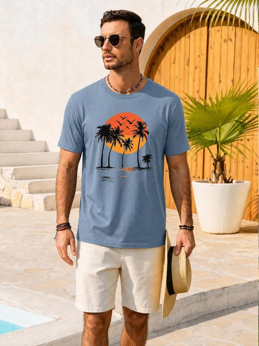 Runcati Mens Blue Island Graphic Tee