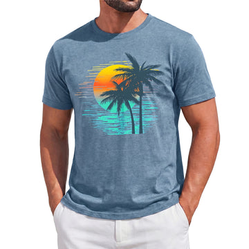 Runcati Mens Blue Palm Tree Tee