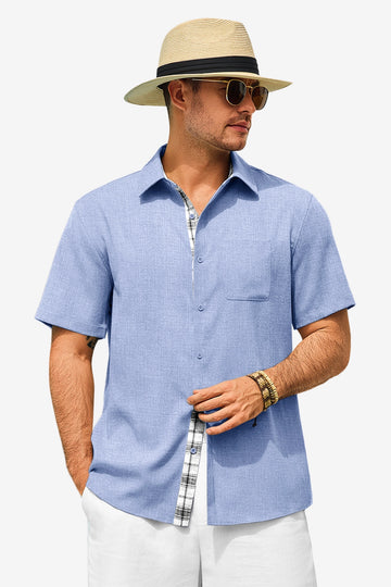 Runcati Mens Blue Short Sleeve Shirts