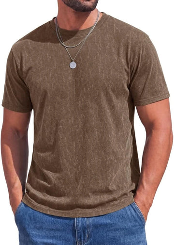 Runcati Mens Brown Acid Wash Tee