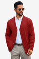 Runcati Mens Burgundy Button Down Cardigan Sweater