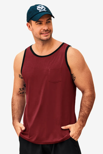 Runcati Mens Burgundy Workout Tank Tops