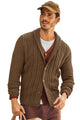 Runcati Mens Coffee Button Down Shawl Collar Cardigan Sweaters