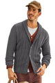 Runcati Mens Dark Grey Button Down Shawl Collar Cardigan Sweaters
