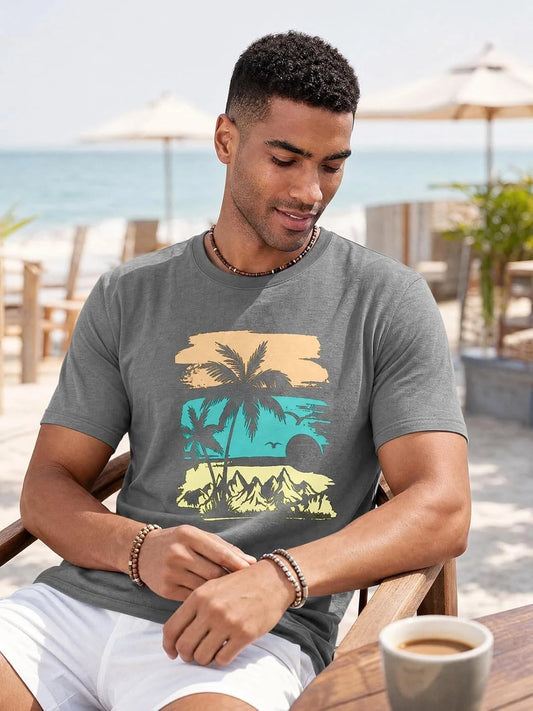 Runcati Mens Dark Grey Mountain Graphic Tee