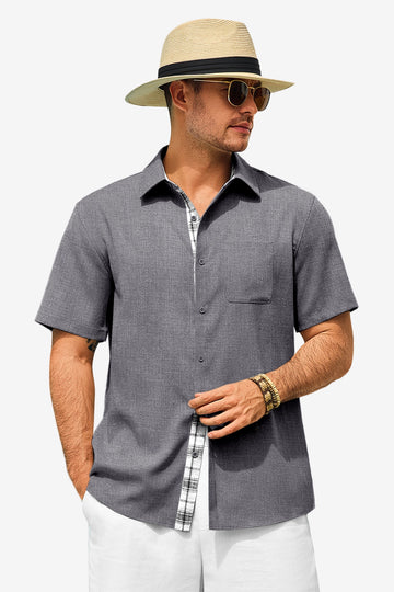 Runcati Mens Dark Grey Short Sleeve Shirts