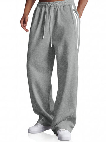 Runcati Mens Dark Grey Striped Y2K Track Pants