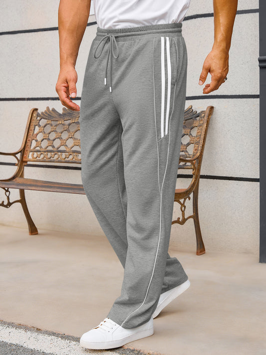 Runcati Mens Dark Grey Striped Y2K Track Pants