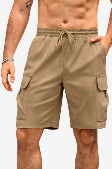 Runcati Mens Dark Khaki Cargo Shorts