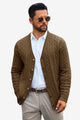 Runcati Mens Deep Brown Button Down Cardigan Sweater