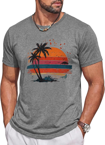Runcati Mens Gray Palm Print T-Shirt